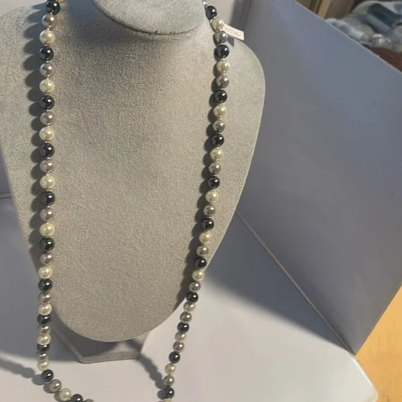 Park Lane white silver and black pearl necklace 23” - Picture 3 of 6